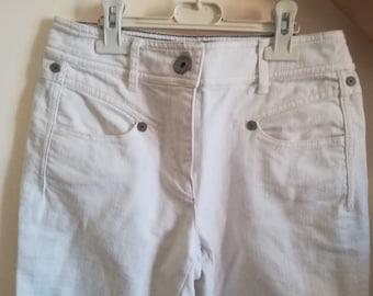 MARELLA SPORT Denim TROUSERS 90s/y2k Woman Mom Fit Pants Straight Leg White Stretchy Cotton Jeans sz. 40