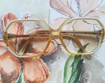 PAOLA BELLE Grandma GLASSES Vintage 70 Woman Square Glasses Gold Clear Celluloid Eyeglass Oversized Frame Handmade France Mod. 6515