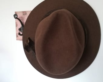 Vintage TESI Felt Homburg Hat: Hazelnut Brown Wool Trilby, Made in Italy
