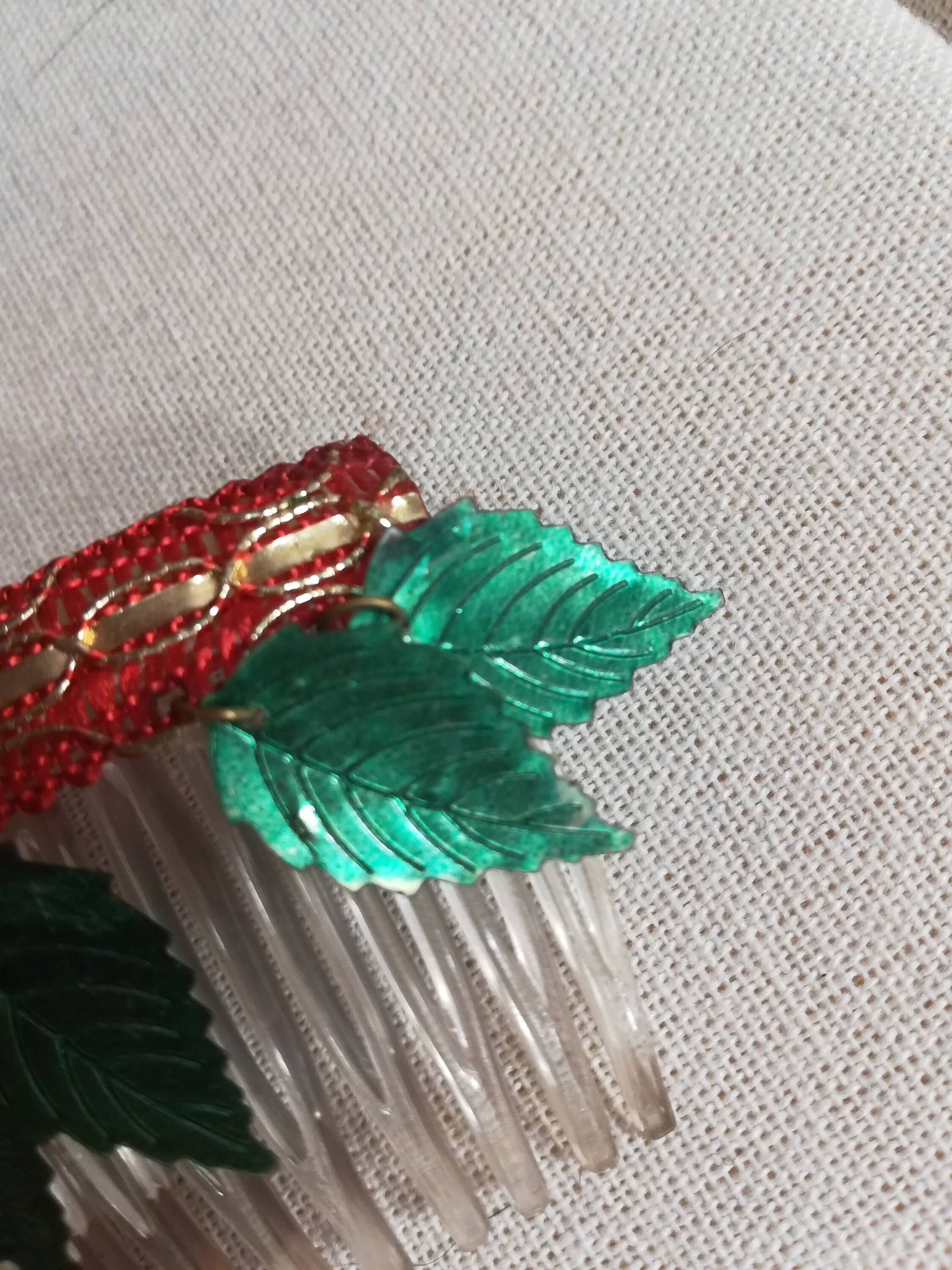 Vintage 80s Hair Comb: Green Leaves, Transparent Plastic - Etsy