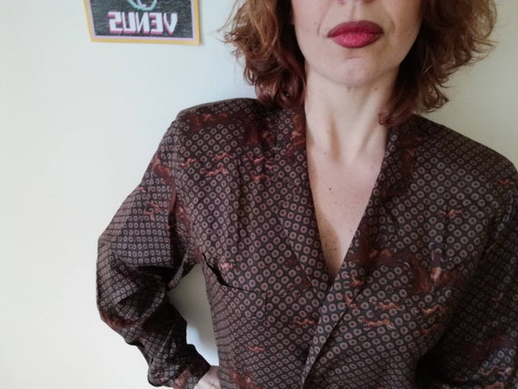 MARELLA PATTERNED BLOUSE Vintage 80 Woman Shirt H… - image 1