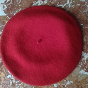 WOOL BASQUE BERET Vintage 90 Woman Man Unisex Hat Basque French Painter Red/Brown Beret Artist Basque