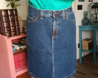 MELTIN'POT Denim SKIRT Vintage Y2K Denim Mini-Skirt Dark Blue Wash Jeans Skirt Mini Skirt Made in Italy sz. 28