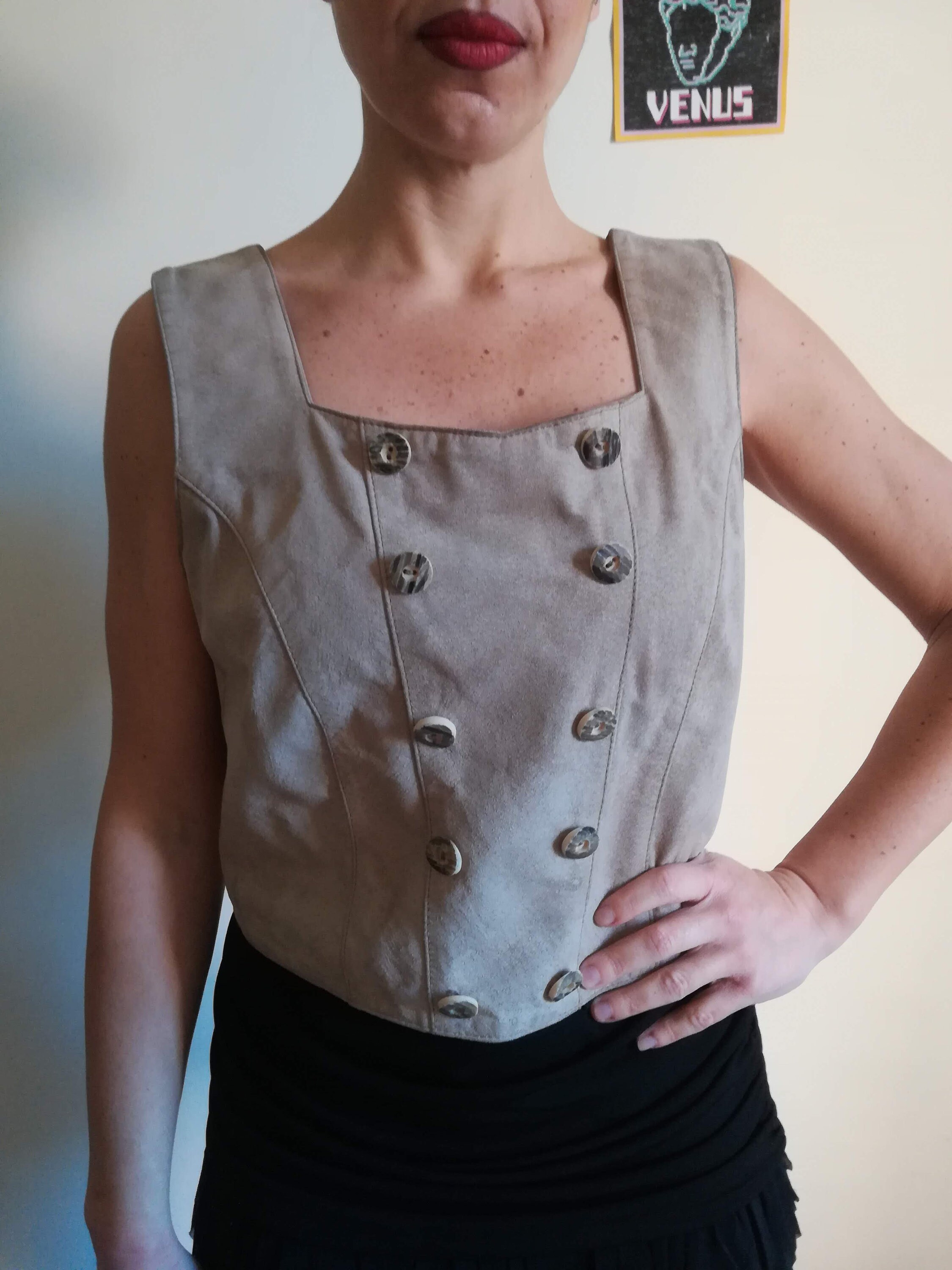 Vintage Suede Leather Tyrolean Vest: 80s Beige Crop Top (GB12) - Etsy