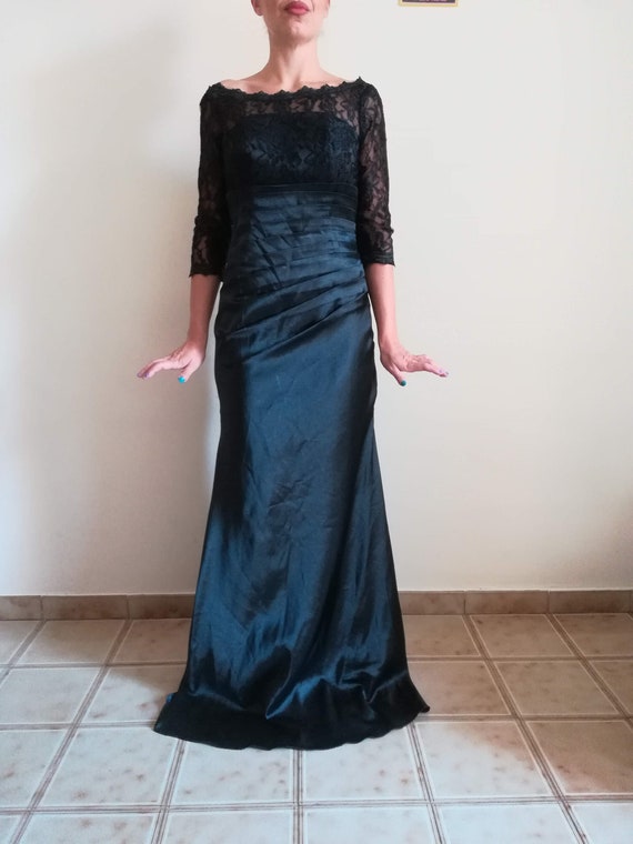 LACE GOWN DRESS Vintage 90 Woman Prom Dress Black