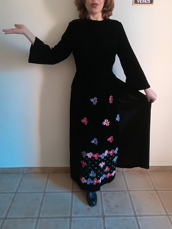 BELDONA VELVET Tunic DRESS Vintage 70 Woman Maxi-D