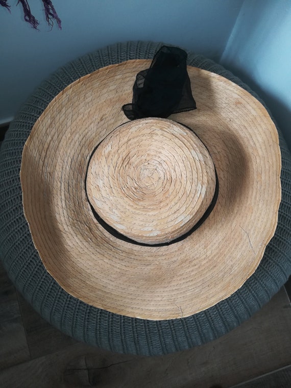 OVERSIZED STRAW HAT Vintage 80 Woman Hat Floppy S… - image 3