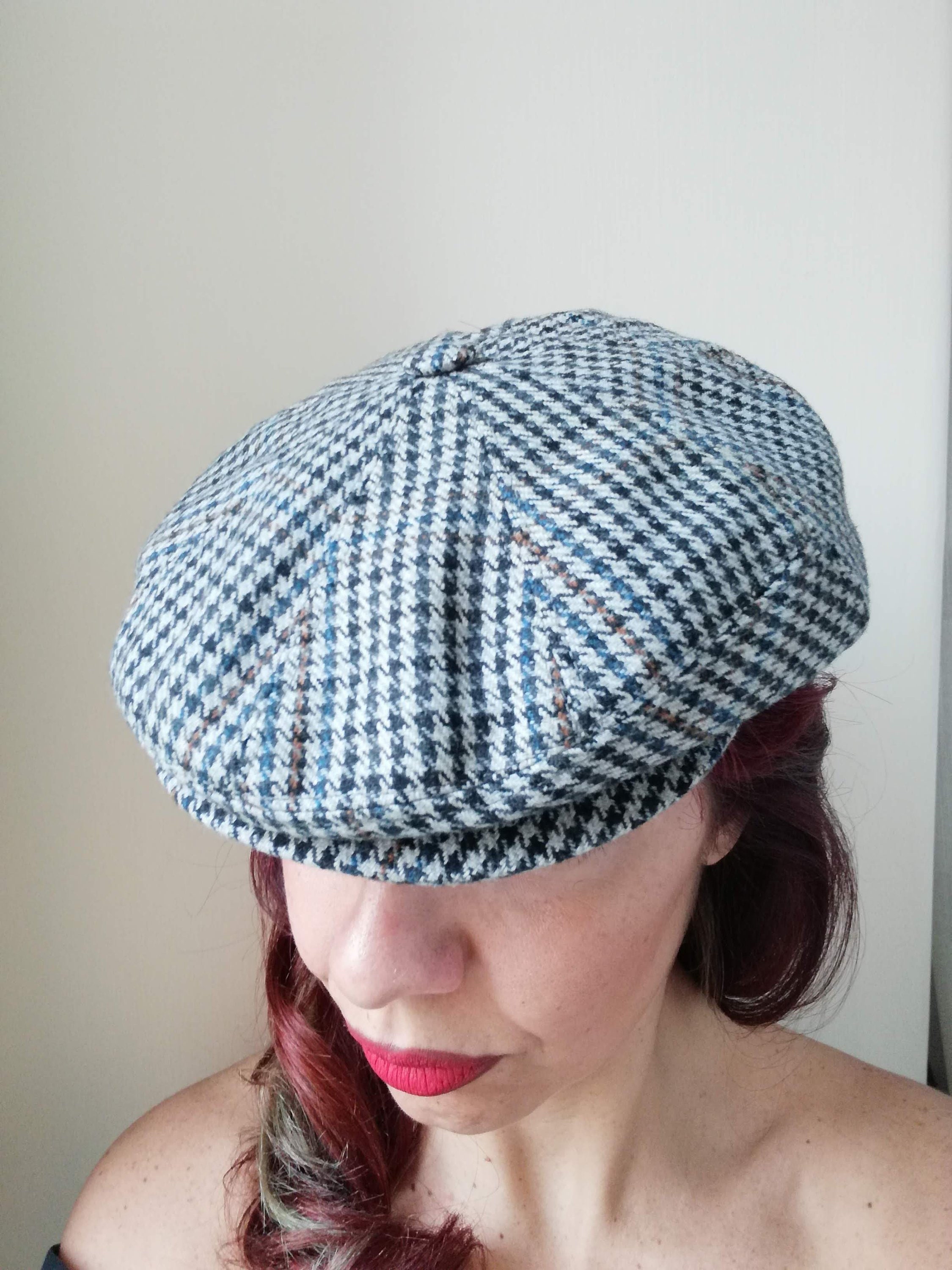 Buy Vintage 80s Houndstooth Wool Blend Flat Cap - BENET  display picture 2