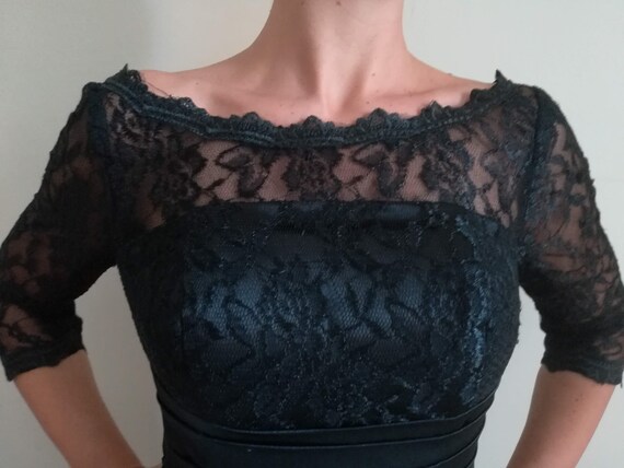 LACE GOWN DRESS Vintage 90 Woman Prom Dress Black… - image 4