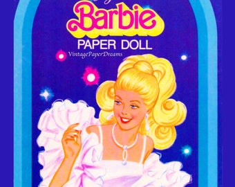 Barbie Paper Doll Printable PDF • Crystal Barbie Paper Doll • Vintage 80s 1980s Paper Doll Pattern Download 11.5" Fashion Doll Clip Art A4