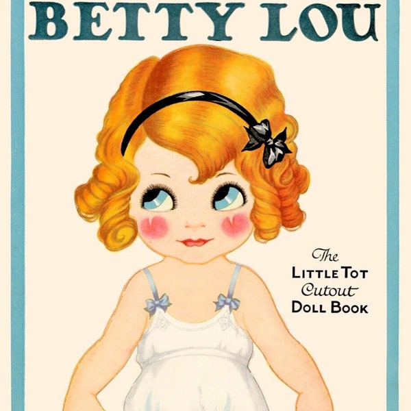 Vintage Paper Doll Printable PDF • Little Tots Paper Dolls • 20s 1920s Paper Doll Digital Download Baby Shower Girl Blond Boy Doll Clip Art