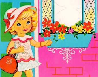 Vintage Paper Doll Printable PDF • Happy Friends Paper Doll • 50s 1950s Blonde Brunette Girl Paper Doll Pattern Digital Download Clip Art