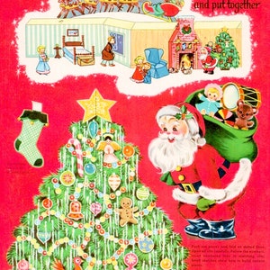 Vintage Christmas Activity Book PDF • Night Before Christmas Paper Dolls Printable JPEG • Lata 50. Lata 50. Xmas Tree Reindeer Santa Images Clip Art