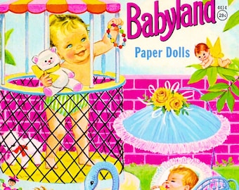 Vintage Paper Doll Printable PDF • Babyland Paper Doll • 60s 1960s Boy Girl Brunette Blonde Kid Baby Paper Doll Download Baby Doll Clip Art