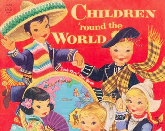 Vintage Paper Doll Printable PDF • World Children Paper Doll • 50s 1950s Paper Doll Download • Kid Ethnic Kids&#39; Costume Dress Travel Art