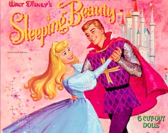 Vintage Paper Doll Printable PDF • Sleeping Beauty Paper Doll 50s 1950s Prince Princess Paper Doll Digital Download Fairytale Fairy Clip Art