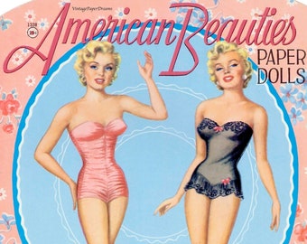 Vintage Paper Doll Printable PDF • Marilyn Monroe Paper Doll JPEG • 50s 1950s Woman Paper Doll Download Blonde Movie Star Dress Clip Art JPG