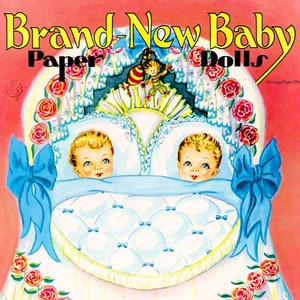 Vintage Paper Doll Printable PDF • Newborn Baby Paper Doll • 40s 1940s Paper Doll Pattern Digital Download Baby Girl Blond Boy Doll Clip Art