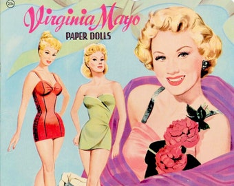 Vintage Paper Doll Printable PDF • Virginia Mayo Paper Doll • 1957 50s 1950s Paper Doll Pattern Download Golden Hollywood Clip Art Actress