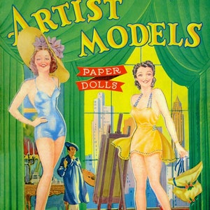 Vintage Paper Doll Printable PDF • Artist Models Paper Doll • 40s 1940s Paper Doll Download Hollywood Star Actress Art Blonde Brunette Lady