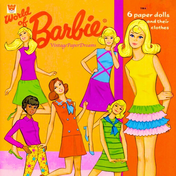 Barbie Paper Doll Printable PDF • Mod Barbie Paper Doll • Vintage 70s 1970s Paper Doll Pattern Download 11" Inch Fashion Doll Clip Art A4