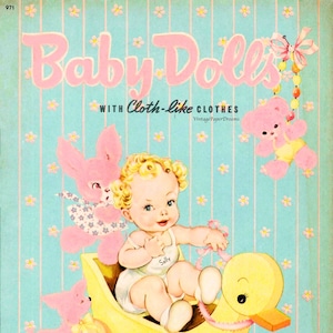 Vintage Paper Doll Printable PDF • Baby Dolls Paper Dolls • 40s 1940s Paper Doll Digital Download Baby Shower Girl Blond Boy Doll Clip Art