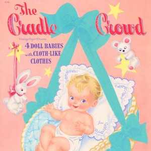Vintage Paper Doll Printable PDF • Cradle Crowd Paper Dolls • 40s 1940s Paper Doll Digital Download Baby Shower Girl Blond Boy Doll Clip Art