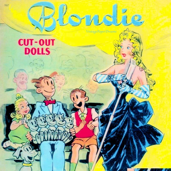 Vintage Comic Book Art Printable PDF • Blondie Paper Dolls • 40s 1940s Dagwood Bumstead Paper Doll Download • Woman Doll Man Doll Clip Art