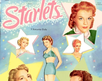 Vintage Paper Doll Printable PDF • Starlet Paper Dolls JPEG • 50s 1950s Model Woman Paper Doll Digital Download • Lady Dress Clip Art Ginger