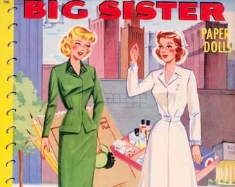 Vintage Paper Doll Printable PDF • Sister Nurse Paper Dolls • 40s 1940s Blonde Redhead Paper Doll Download Lady Doctor Paper Doll Clip Art