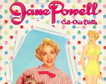 Vintage Paper Doll Printable PDF • Jane Powell Paper Doll JPEG • 50s 1950s Paper Doll Download Hollywood Movie Star Clip Art Starlet Actress