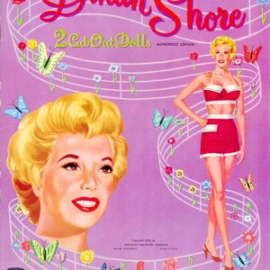 Vintage Paper Doll Printable PDF • Dinah Shore Paper Doll • 50er 1950s Blonde Frau Paper Doll Download • MGM Filmstar Hollywood Actress