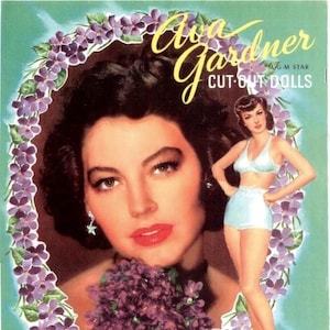 Vintage Paper Doll Printable PDF • Ava Gardner Paper Doll • 1952 50s 1950s Paper Doll Pattern Download Old Golden Hollywood Actress Clip Art