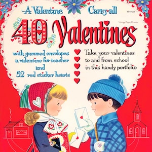 40 Vintage Valentijnsdag kaart afdrukbare PDF • Jaren 1960 Kerstkaart Papieren Pop Boek JPEG • Midcentury Papier Ambachtelijke Jaren '60 Liefde Harten Afbeeldingen Clip Art