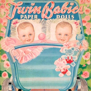 vintage Paper Doll Imprimable PDF • Twin Baby Paper Dolls JPEG • Années 40 1940 Paper Doll Télécharger Nouveau-né Bébé Fille Blond Garçon Poupée Clip Art