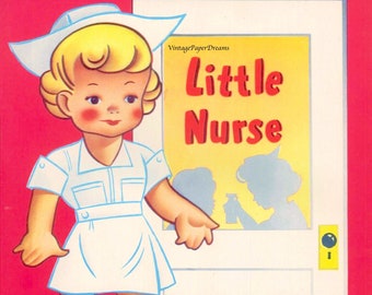 Vintage Paper Doll Printable PDF • Little Nurse Paper Dolls • 40s 1940s Paper Doll Digital Download Baby Blond Girl Doll Medical Clip Art