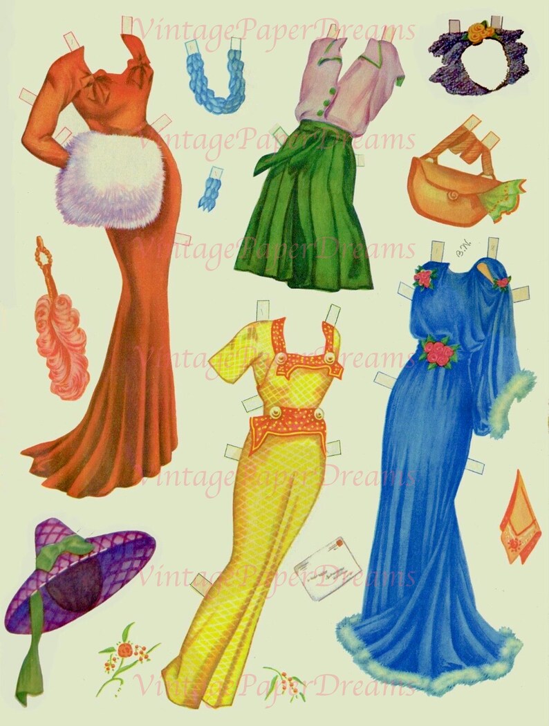 Vintage Paper Doll Printable PDF artist Models Paper Doll 40s 1940s ...