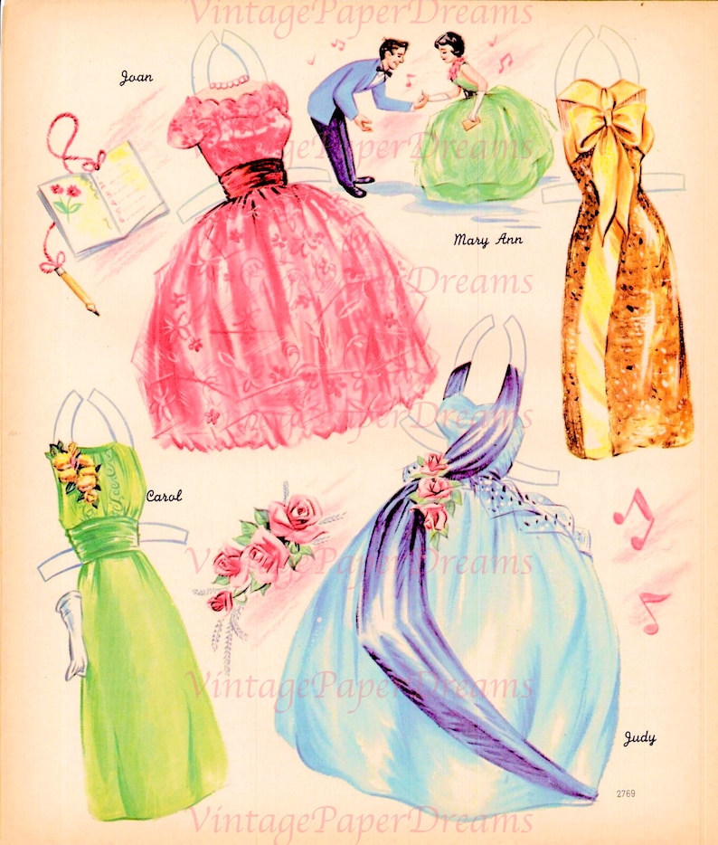 Vintage Paper Doll Printable PDF teenager Paper Doll JPEG 50s 1950s High School Teen Blonde