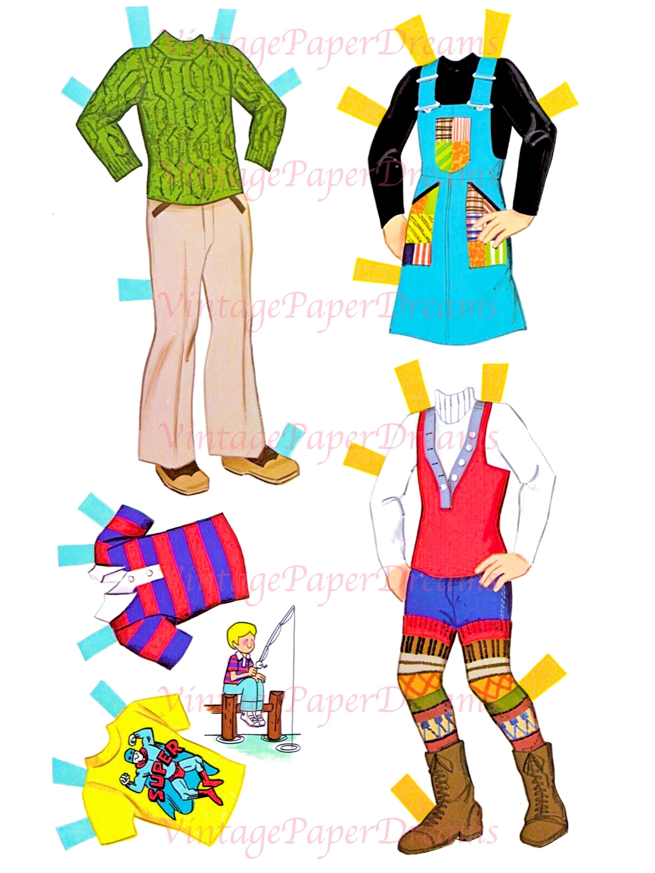 Vintage Paper Doll Printable PDF pippi Longstocking Paper Doll 70s 1970s Paper Doll Book Pattern