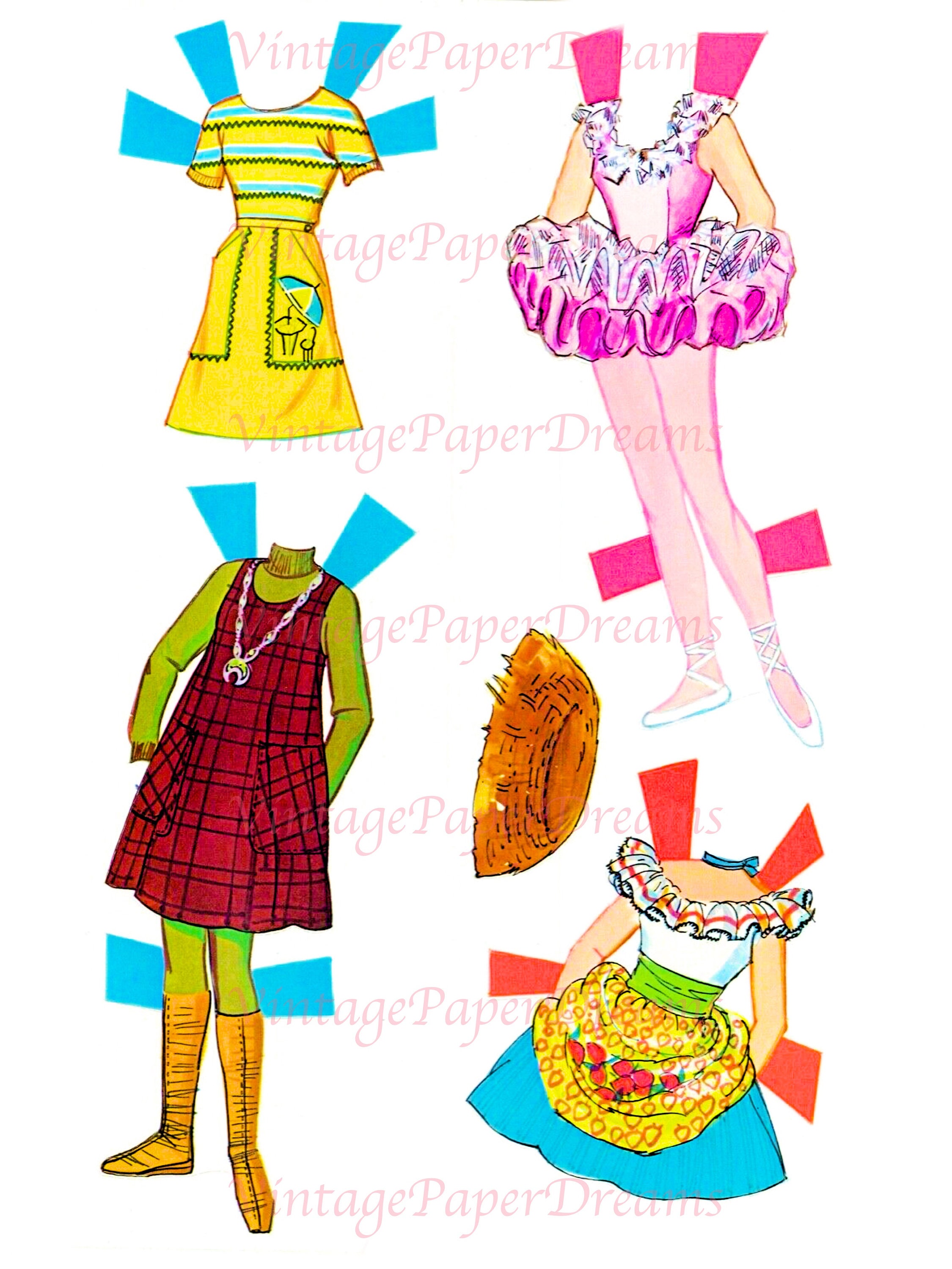Vintage Paper Doll Printable PDF ballerina Barbie Paper Doll Etsy