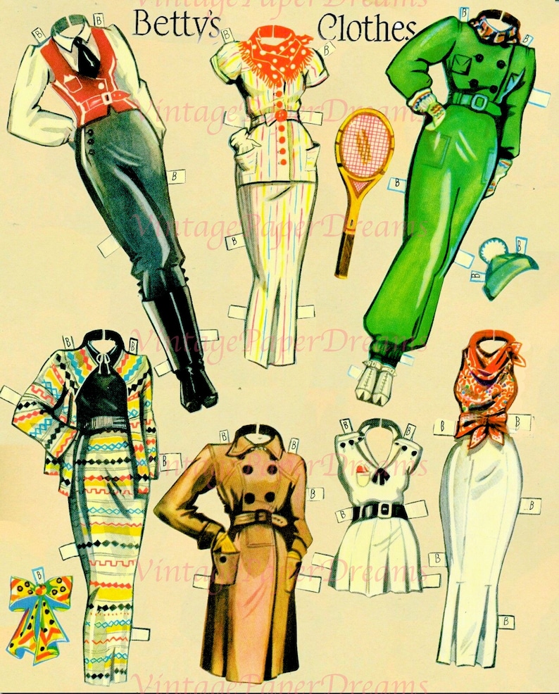 Vintage Paper Doll Printable PDF art Deco Paper Doll 30s Etsy