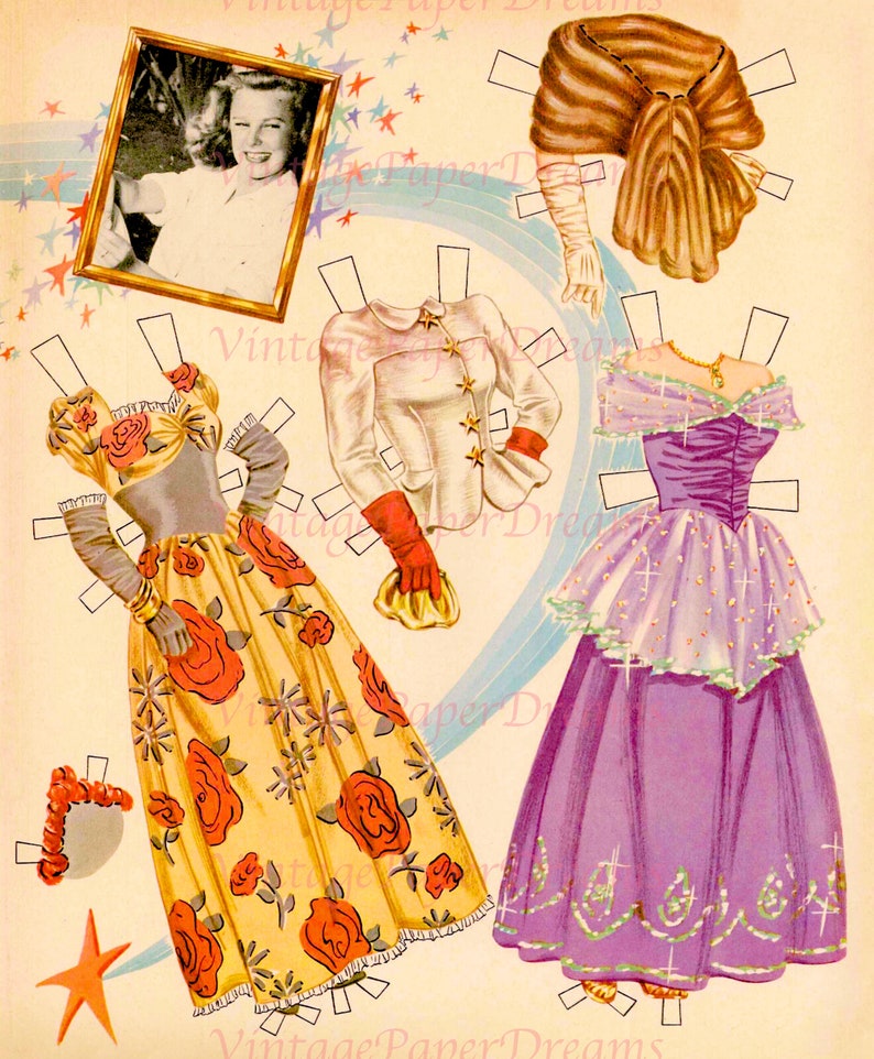 Vintage Paper Doll Printable PDF june Allyson Paper Doll Etsy