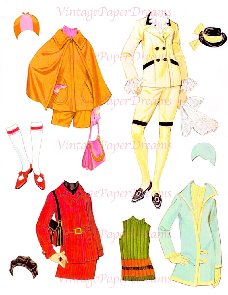 Vintage Paper Doll Printable PDF twiggy Paper Doll 60s Etsy