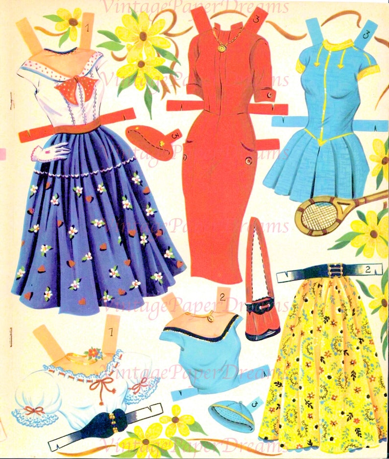 Vintage Paper Doll Printable PDF romance Paper Doll JPEG - Etsy
