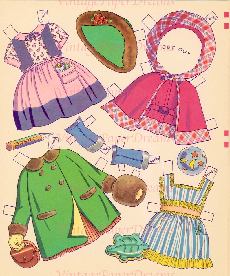 Vintage Paper Doll Printable PDF baby Girl Paper Doll 40s 1940s Paper