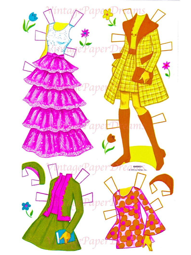 Barbie Paper Doll Printable PDF barbie Paper Doll Vintage 1971 70s ...
