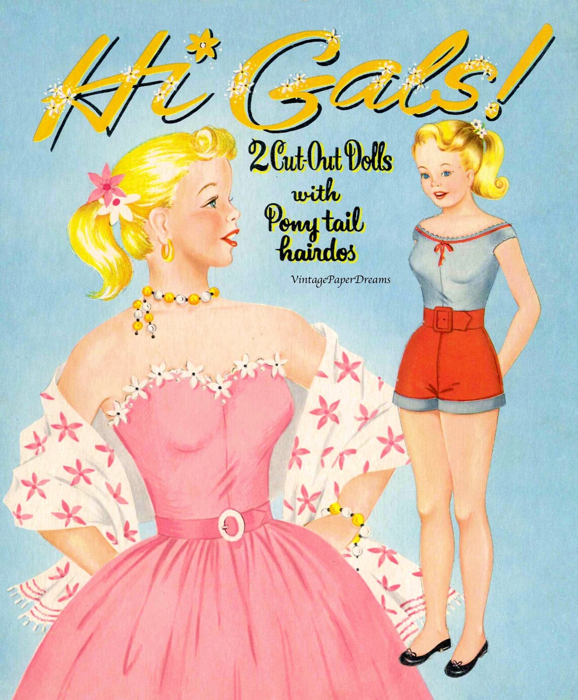 Vintage Paper Doll Printable PDF best Friends Paper Dolls - Etsy