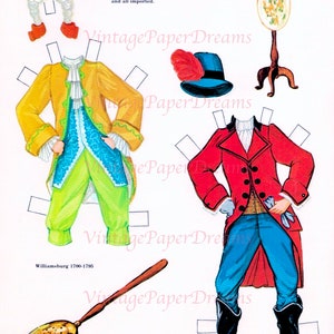 Vintage Paper Doll Printable PDF • Colonial America Pilgrim Paper Dolls ...