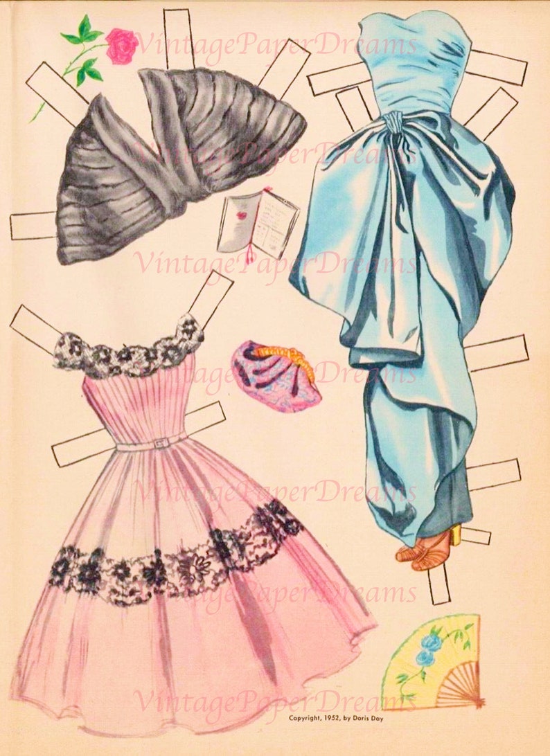 Vintage Paper Doll Printable PDF doris Day Paper Doll 1954 50s 1950s ...