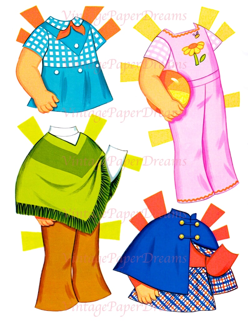 Vintage Paper Doll Printable PDF dottie Paper Doll 70s 1970s Paper Doll